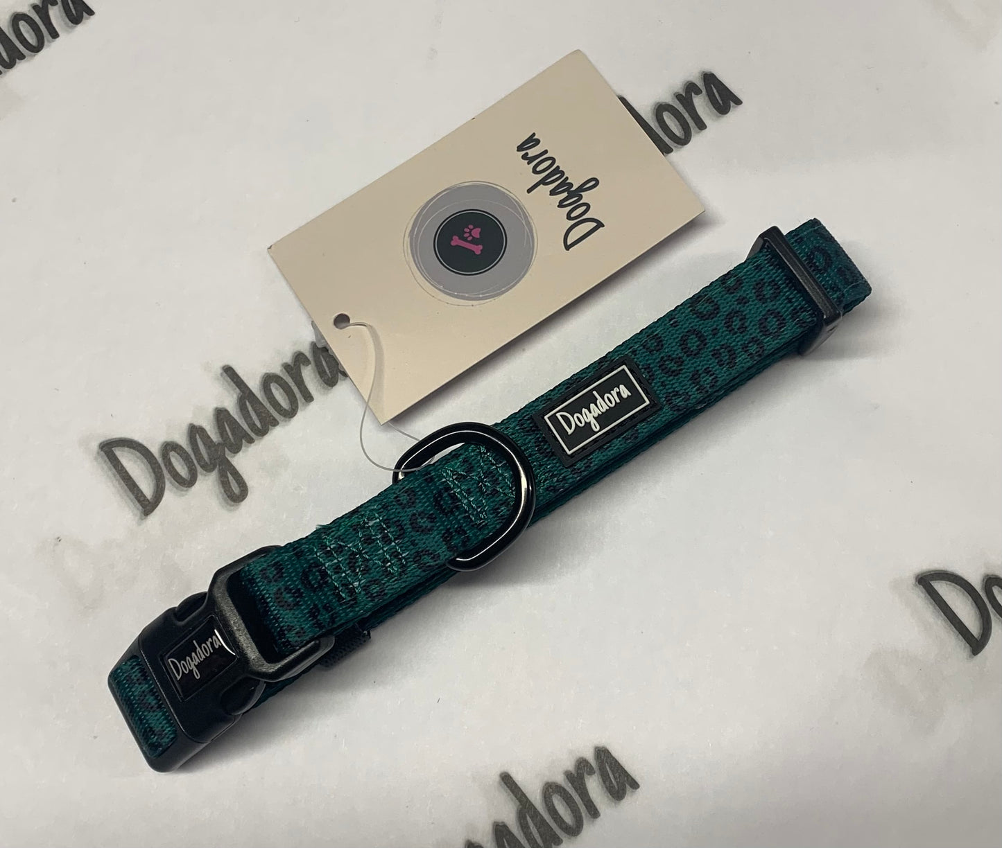 All the Teals Dog Collar - Leopard print