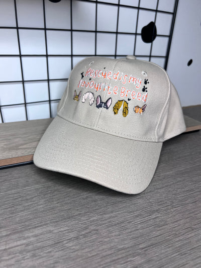 Nude Cap with design - Rescued is my favourite breed and dog ears