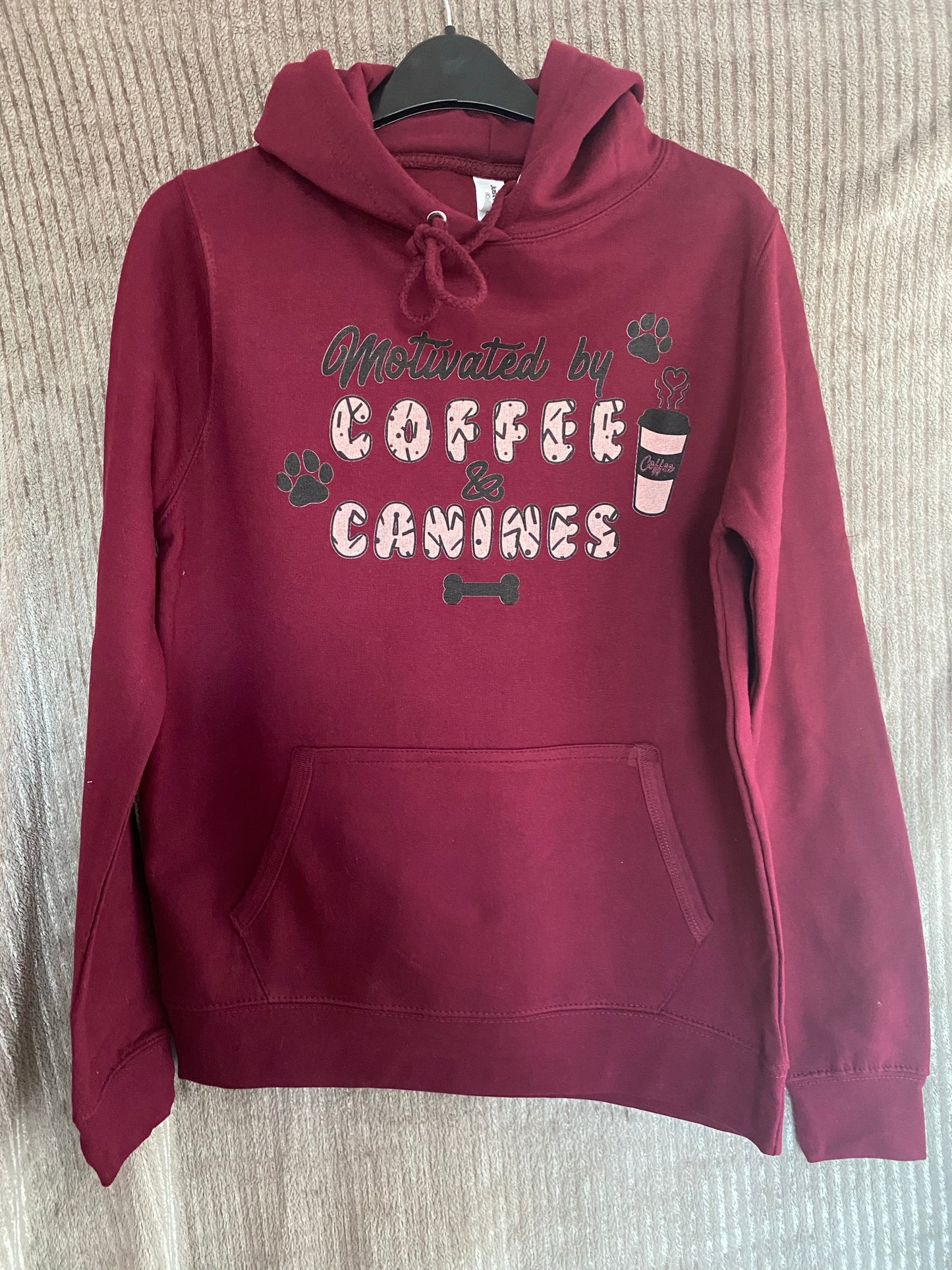 Coffee and Canines hoodie - Burgandy