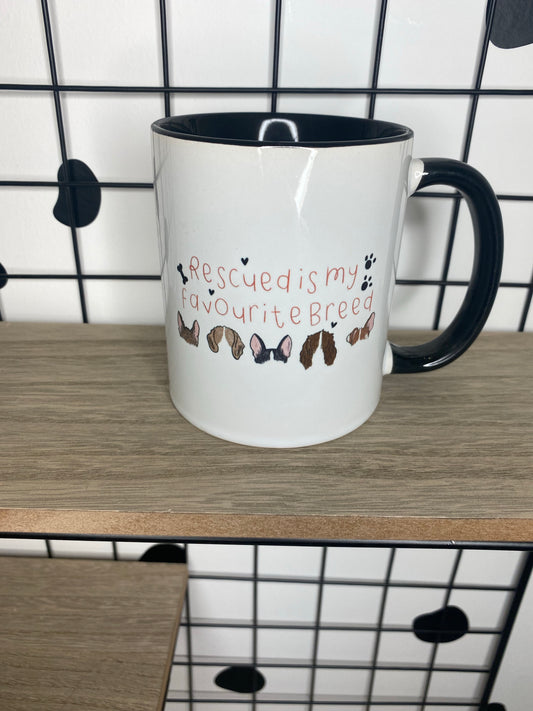 ‘Rescued is my favourite breed’ mug