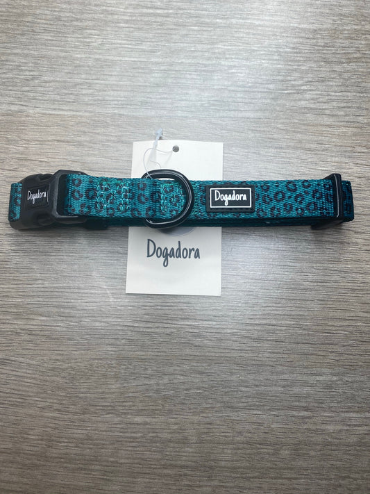 All the Teals Dog Collar - Leopard print